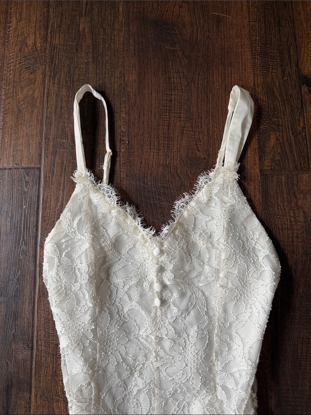 miami White Lace Bodysuit Camisole with Pearl Buttons - Picture 2 of 6